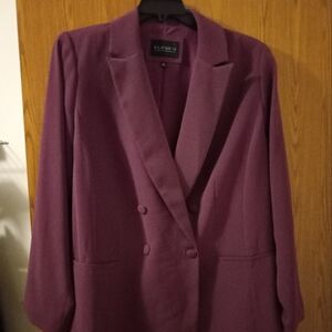Eloquii Size 20 Women's Double Breasted Blazer Jacket Purple Berry Career